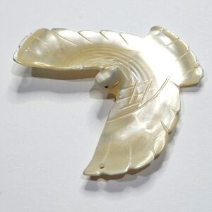 Vintage Miniature Hand Carved Eagle or Hawk from Sea Shell Pendant